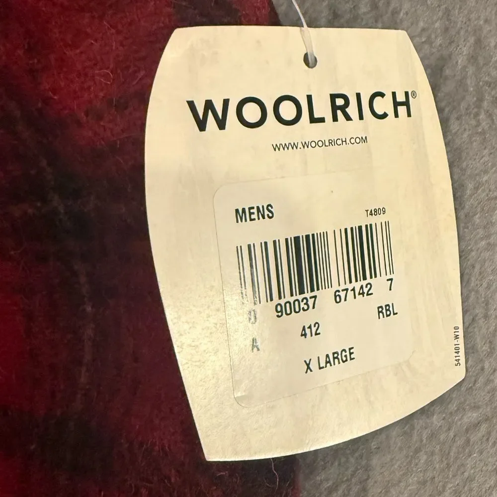 Woolrich NWT Men’s Wool Blend Red Checkered Vest Size XL